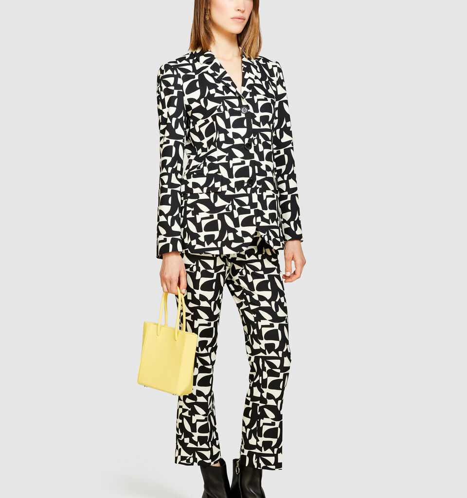 Printed slim fit blazer - women's jackets - Black | Sisley image number 1